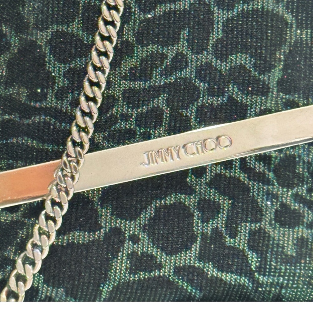 Jimmy Choo Emmie Metallic Glitter Hologram Camo Zebra Jacquard Print Clutch NEW - Picture 5 of 16